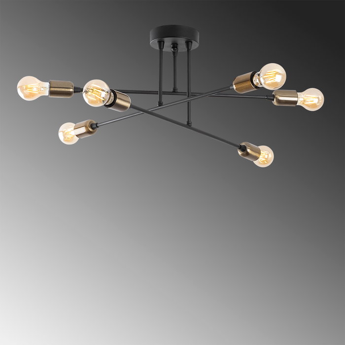Opviq Fleur - 1501 Lámpara de araña negra de metal